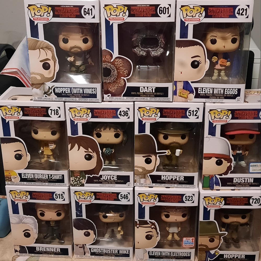Funko Pop Stranger Things Bundle of 11, Hopper, Eleven, etc....